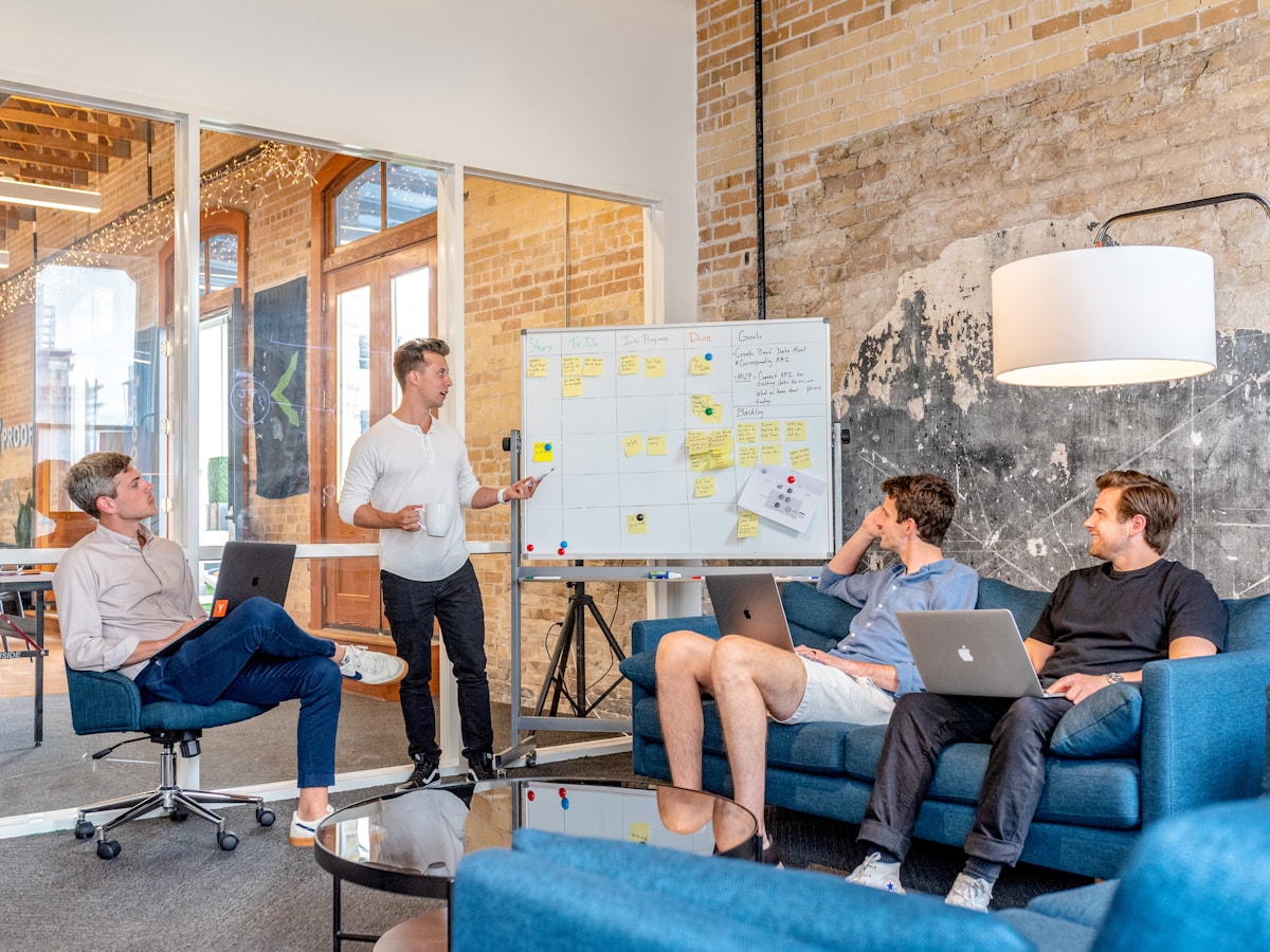 Whiteboard workflow mapping during an AI marketing programme